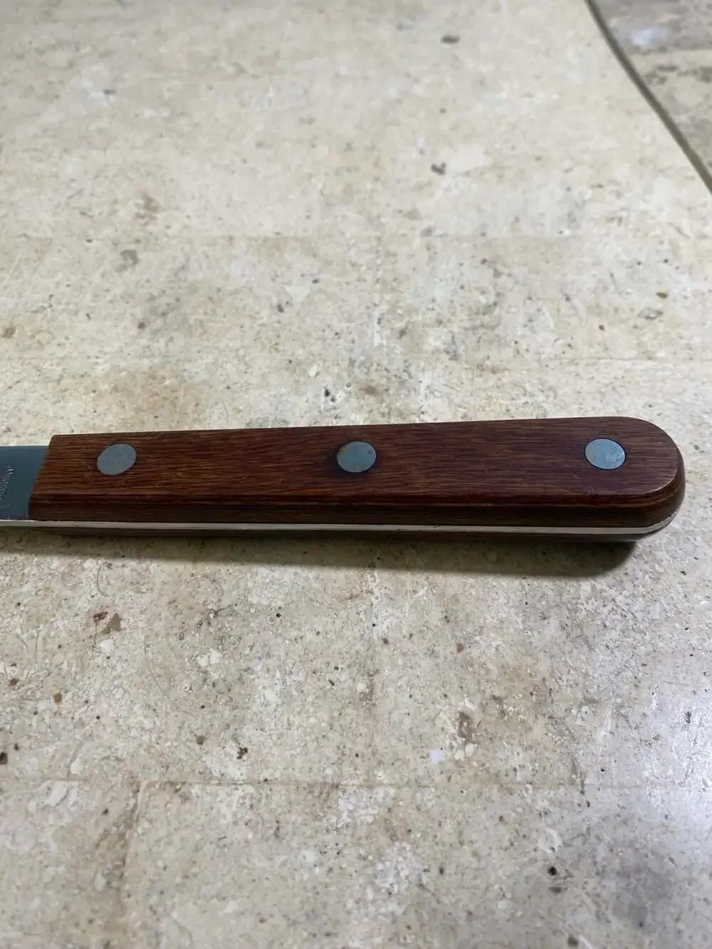 Vintage Stainless Steel Slicing Knife Made in Japan Wood Handle